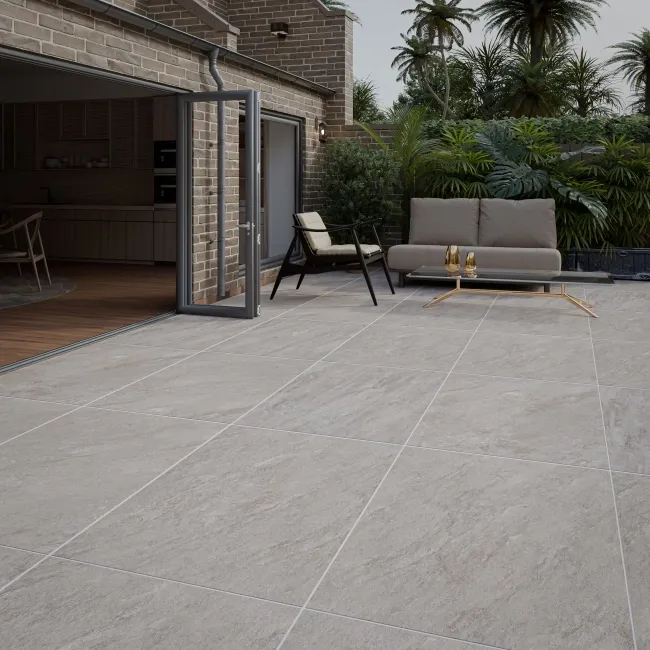 Nevada Grey Stone Effect Matt Porcelain Outdoor Slab Tile