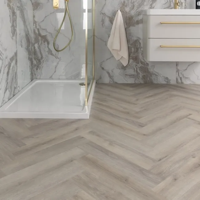 Paris Grey Oak Herringbone Luxury Click Vinyl Flooring 5mm