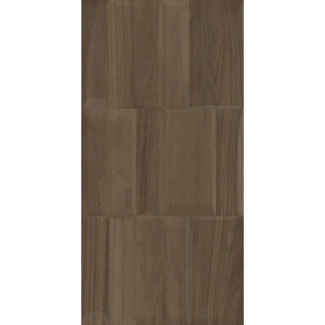 Nogal Block Decor Dark Brown Wood Effect Matt Ceramic Wall Tile