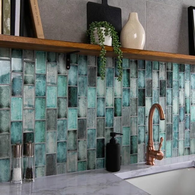 Raindrop Green Glass Mosaic 300x300