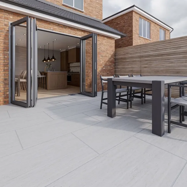 Caesar White Stone Effect Matt Porcelain Outdoor Slab Tile