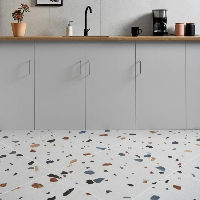 Trend White Terrazzo Multicolour Wall and Floor Tile