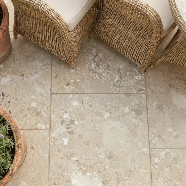 Ura Beige Stone Effect Matt Porcelain Outdoor Slab Tile
