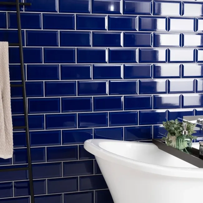Metro Bevelled Victorian Cobalt Blue Gloss Ceramic Wall Tile