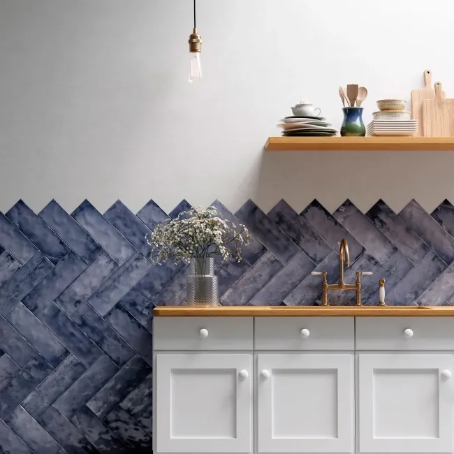 Zellige Navy Blue Gloss Porcelain Tile