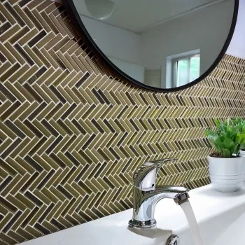 Chapel Herringbone Gold Mixed Mosaic