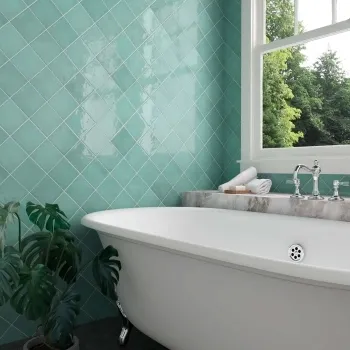Village Teal Wall Tiles 132x132 Bathroom Roomset