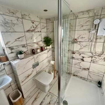 Barnaby White Marble Effect Gloss Vitrified Ceramic Wall and Floor Tile