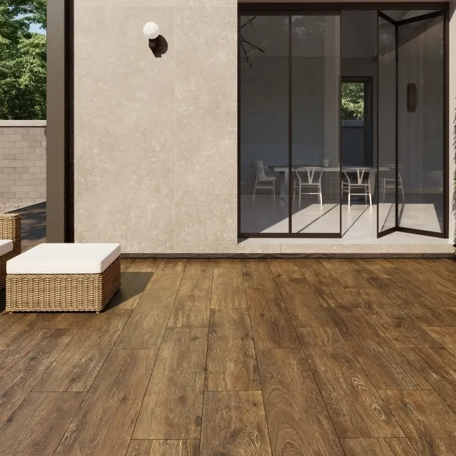 Viggo Dark Oak Wood Effect Matt Porcelain Outdoor Slab Tile