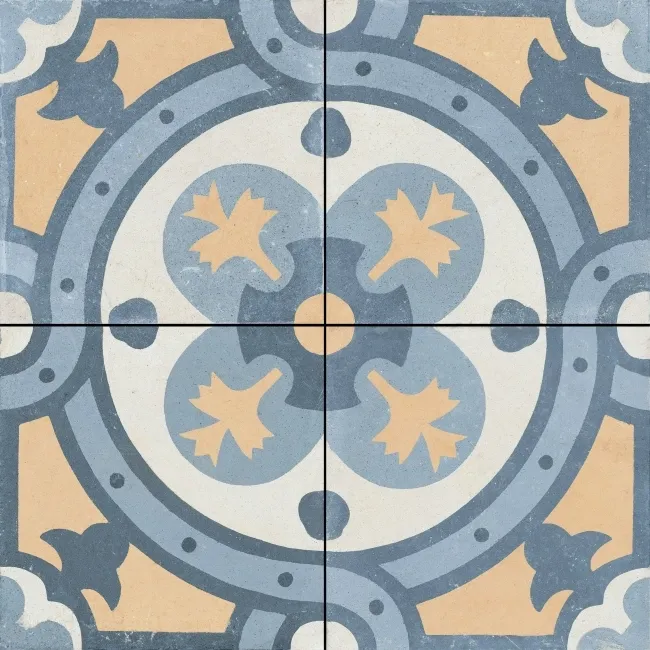 Granada Blue Victorian Patterned Matt Ceramic Floor Tile