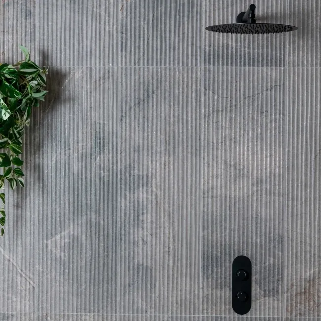 Tuscan Greige Embossed Decor Stone Effect Matt Ceramic Wall Tile