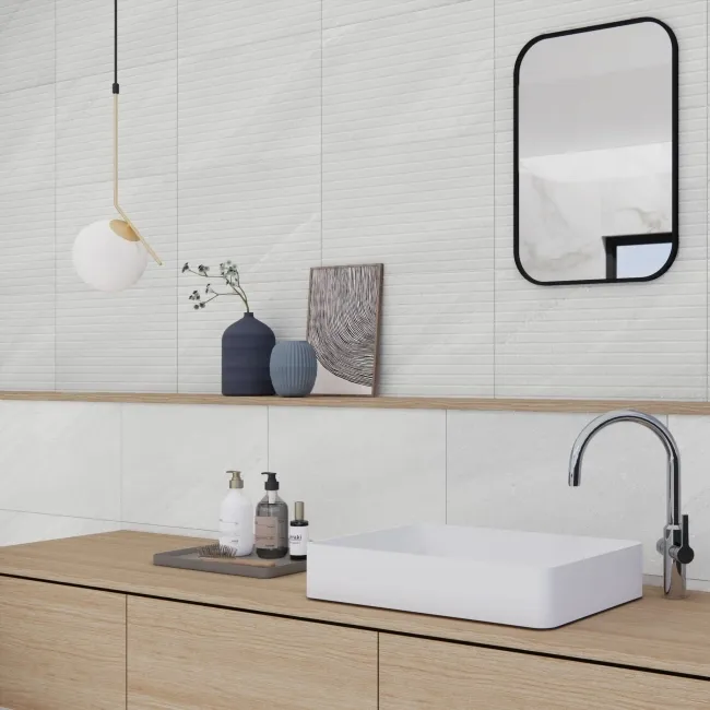 Urbano White Decor Stone Effect Matt Ceramic Wall Tile