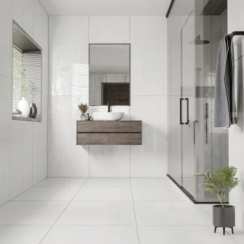 Enya White Concrete Effect Matt Porcelain Wall and Floor Tile