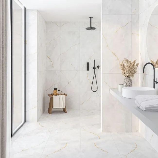 Omen White Onyx Marble Effect Matt Porcelain Tile