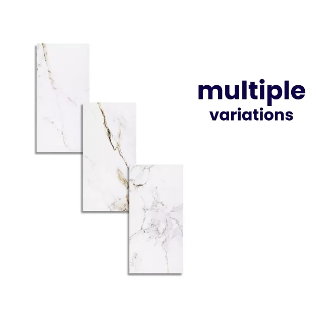 Barnaby White Marble Effect Gloss Vitrified Ceramic Wall and Floor Tile