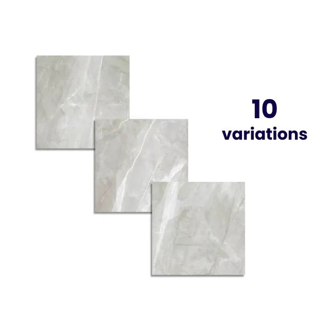 Alessia Light Grey Marble Effect Polished Porcelain Floor Tile