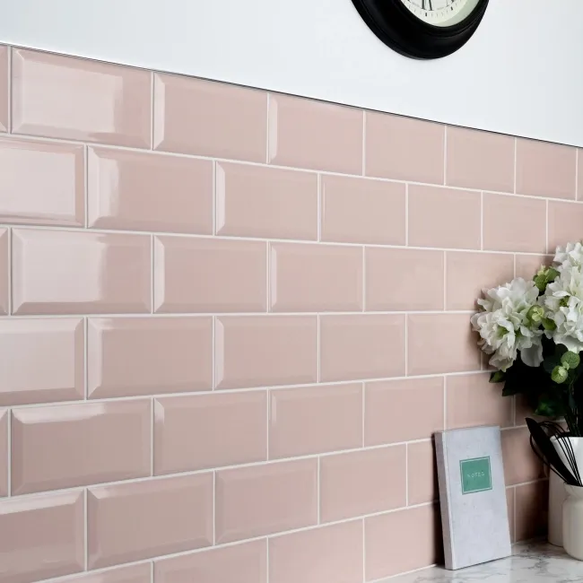 Metro Retro Bevelled Rose Pink Gloss Wall Tile