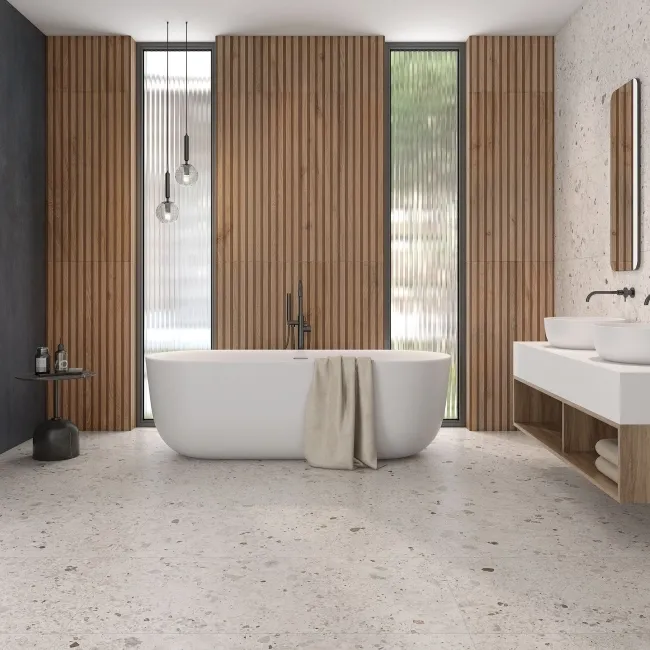 Dakaris Golden Slatted Wood Effect Matt Porcelain Tile