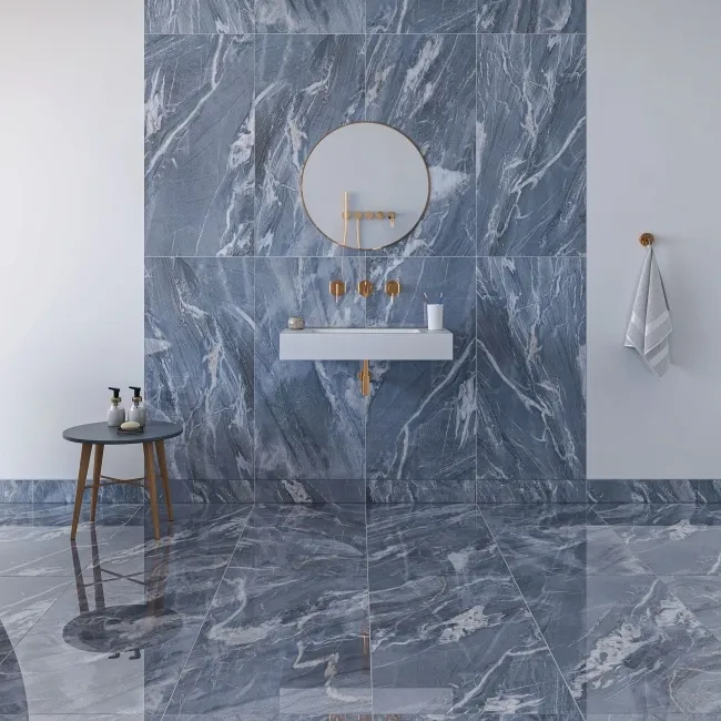 Aroma Blue Marble Effect Polished Porcelain Wall and Floor Tile