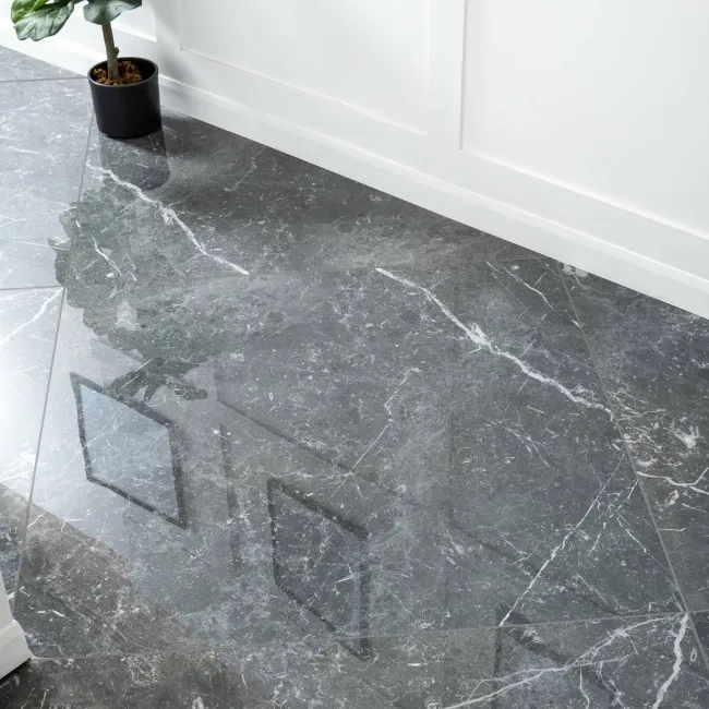 Blu Del Belgio Black Large Polished Marble Effect Porcelain Tile