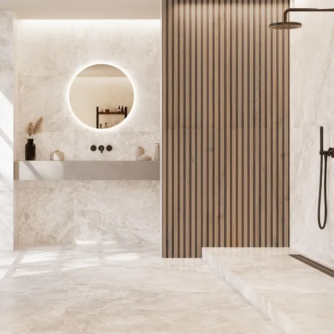 Dakaris Nut Slatted Wood Effect Matt Porcelain Tile