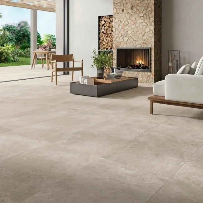 Crassana Beige Concrete Effect Large Anti Slip Porcelain Tile