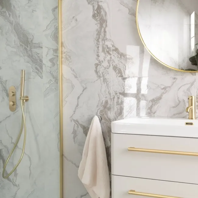 Fenndi Gold Marble Effect Polished Porcelain Tile