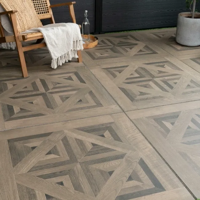 Galloway Walnut Brown Parquet Effect 20mm Porcelain Paving Slabs