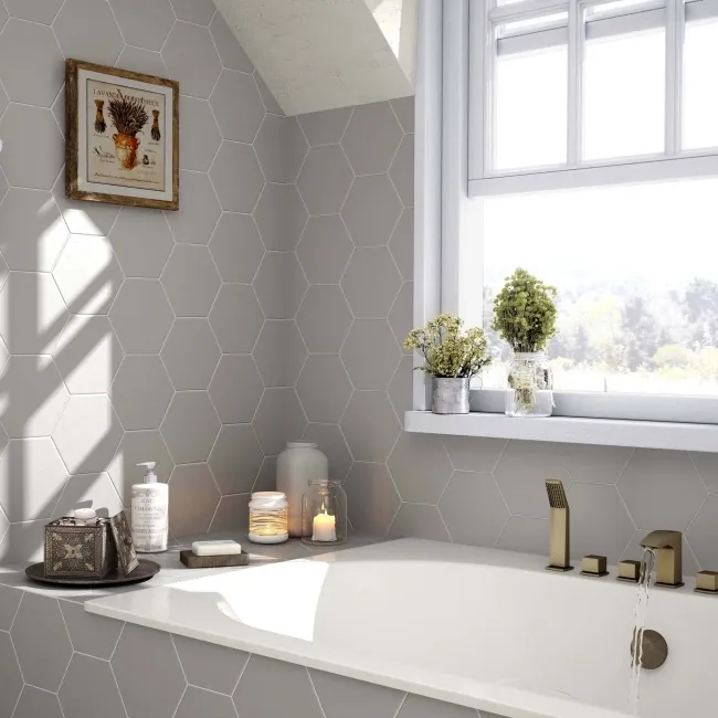 Hexagon Grey Wall and Floor Tile