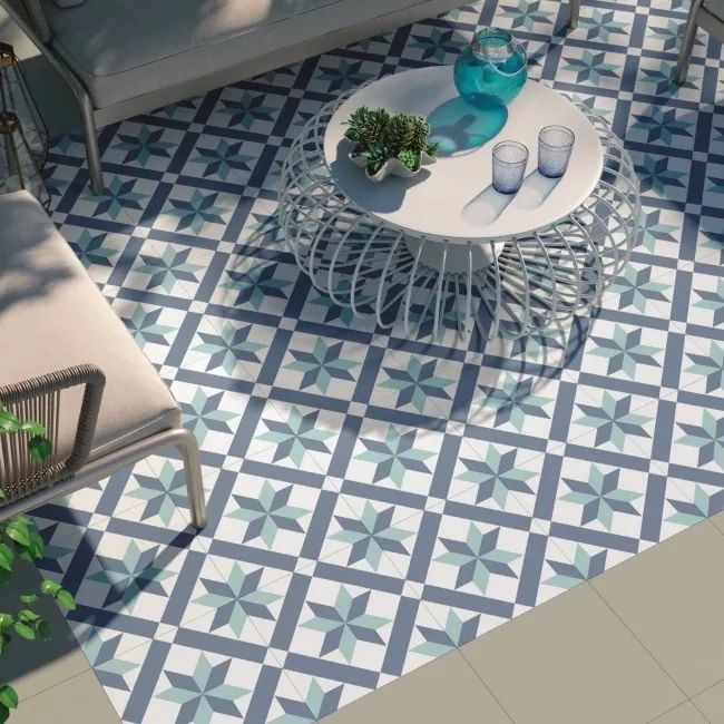 Hanoi Star Blue Floor Tiles