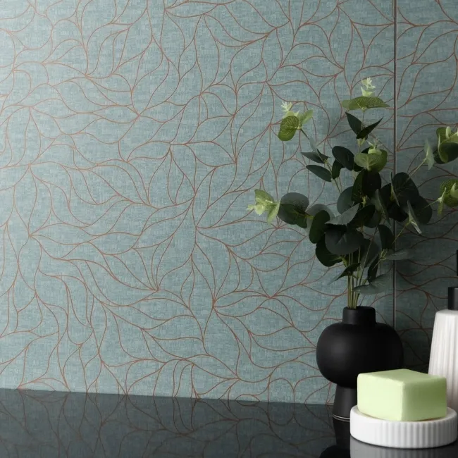 Roca Jade Floral Decor Green Matt Porcelain Wall Tile