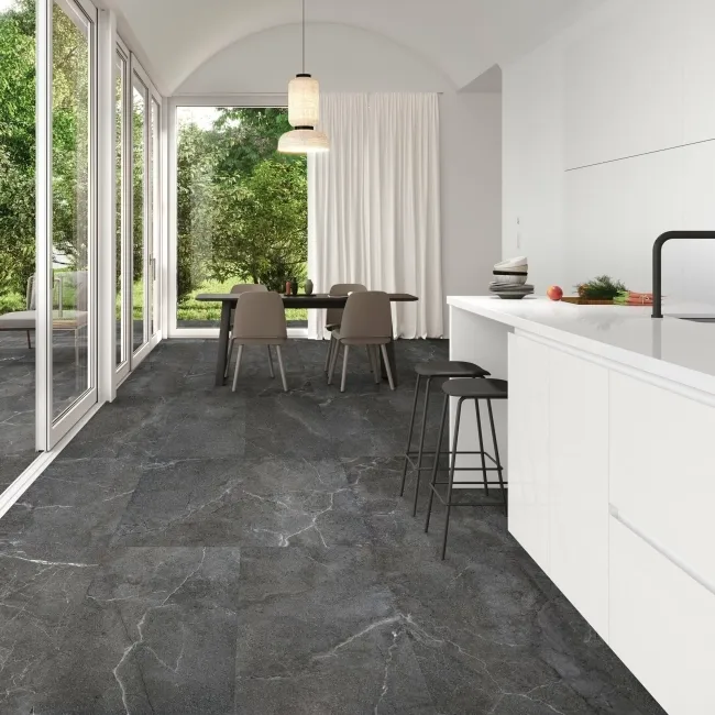 Lucca Anthracite Anti Slip Matt Stone Effect Porcelain Wall and Floor Tile
