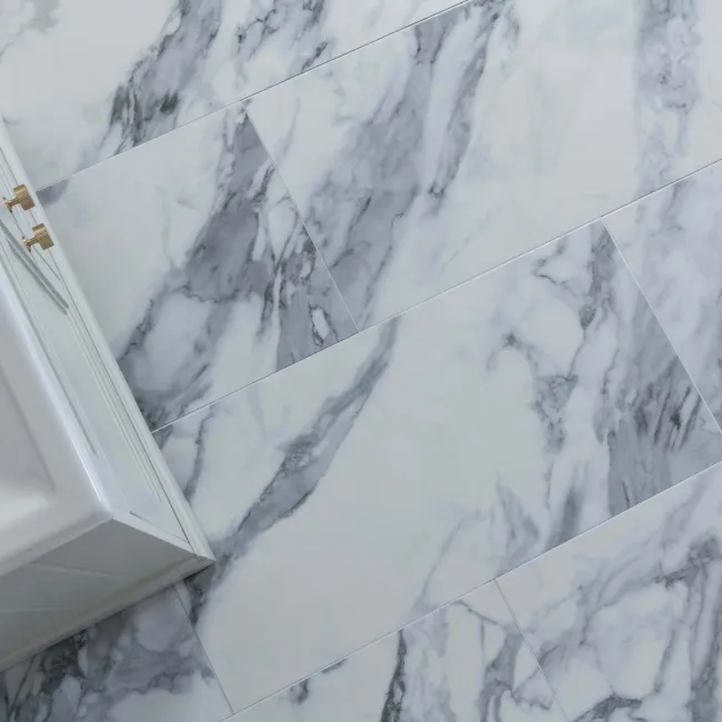 Marble Deluxe White Grouted Tile Effect Luxury Click Vinyl Flooring 5.5mm