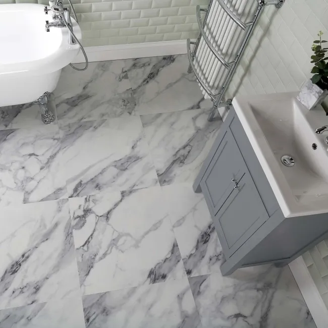 Marble Deluxe White Tile Luxury Click Vinyl Flooring 6mm