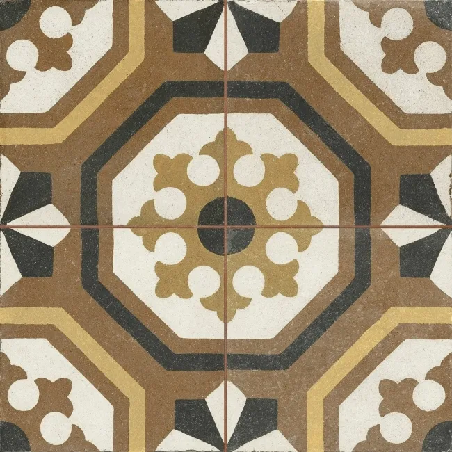 Osborne Marron Victorian Patterned Matt Ceramic Floor Tile