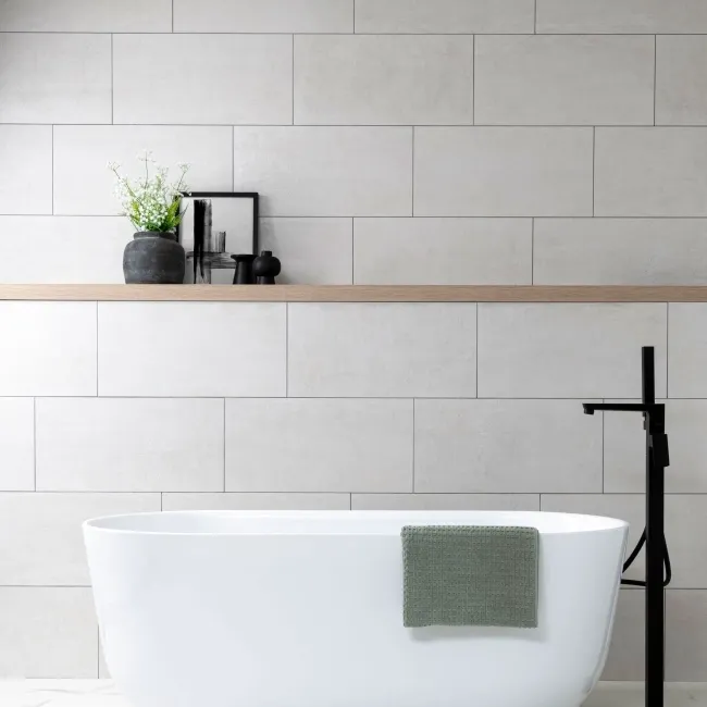 Oxide White Concrete Effect Matt Ceramic Wall Tile