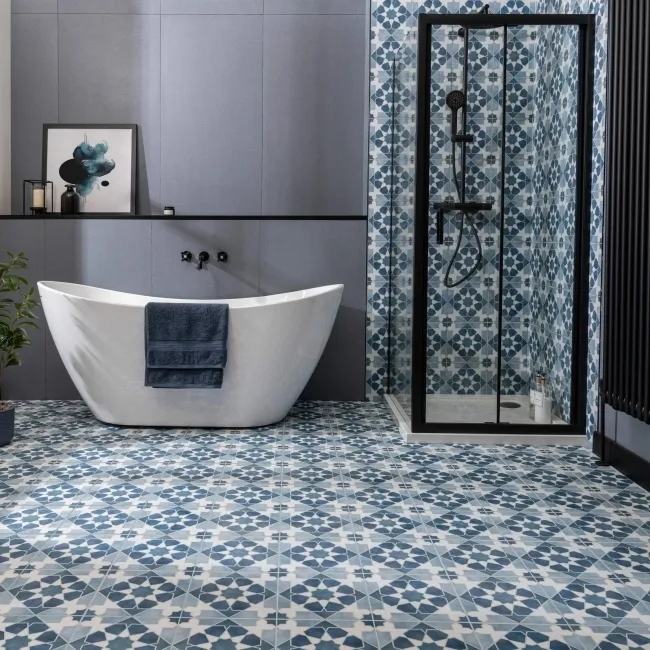 Rabat Blue Pattern Matt Ceramic Floor Tile