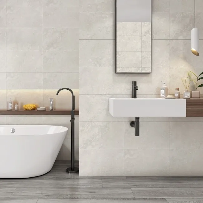 Rapolano Grey Travertine Effect Matt Ceramic Wall Tile