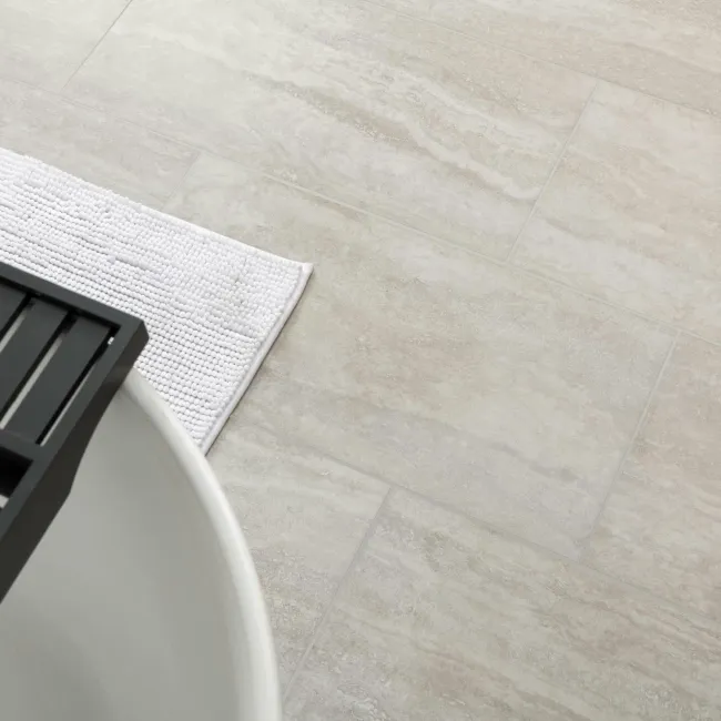 Travertino Light Grey Stone Effect Matt Porcelain Wall & Floor Tile