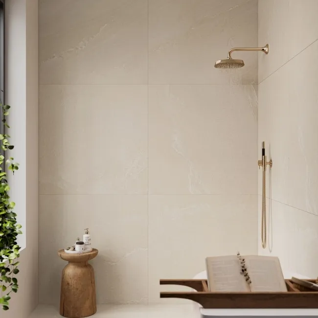 Tulum Beige Stone Effect Structured Matt Porcelain Tile