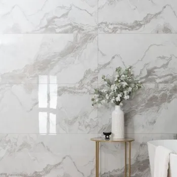 Fenndi Silver Marble Effect Polished Porcelain Tile