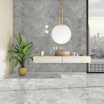 Immense Grey Stone Effect Polished Porcelain Wall and Floor Tile