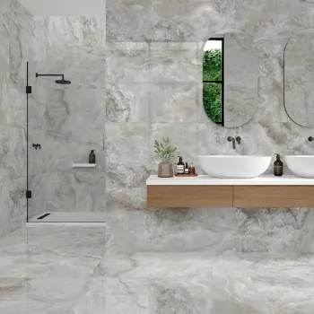 Scarlet Grey Onyx Marble Effect Polished Porcelain Tile