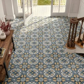 Granada Blue Victorian Patterned Matt Ceramic Floor Tile