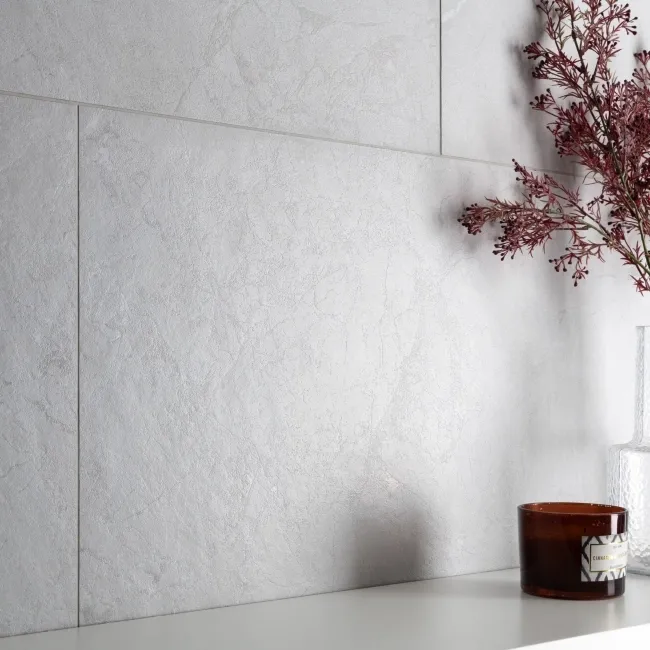 Neeko White Stone Effect Matt Porcelain Tile
