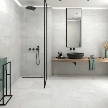 Mustang White Slate Effect Matt Porcelain Wall and Floor Tile