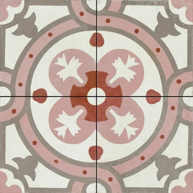 Granada Pink Victorian Patterned Matt Ceramic Floor Tile