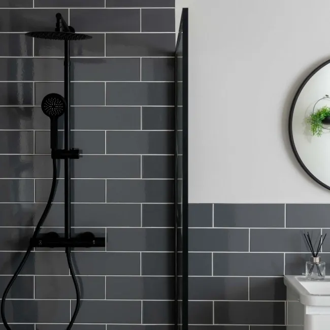 Linear Dark Grey Gloss Wall Tiles