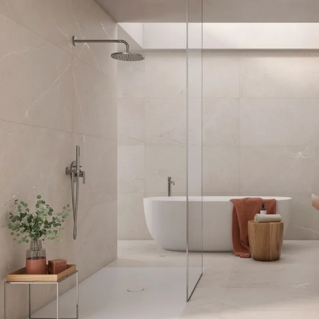 Roca Crema Delicato Marble Effect Matt Porcelain Tile