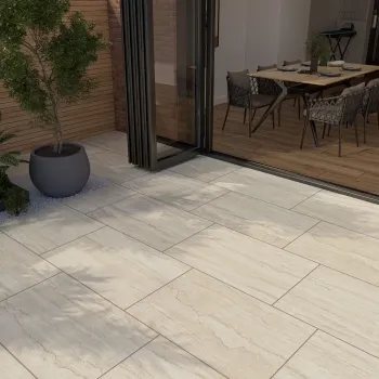 Vein Easton Cream Stone Effect Matt Porcelain Outdoor Slab